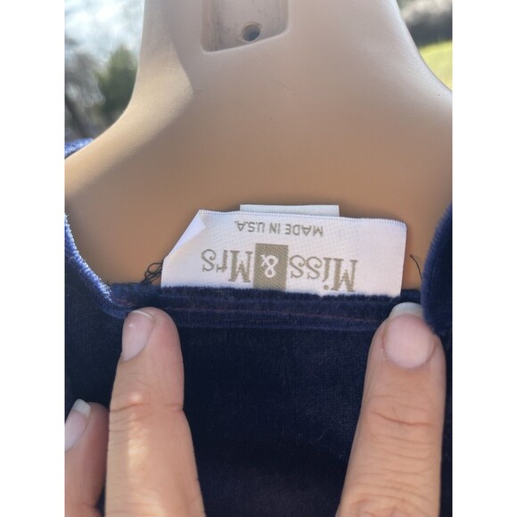 Vintage 1990s Miss & Mrs Blue Crushed Velvet Midi Rhinestone Slit Large Dress - Picture 7 of 12